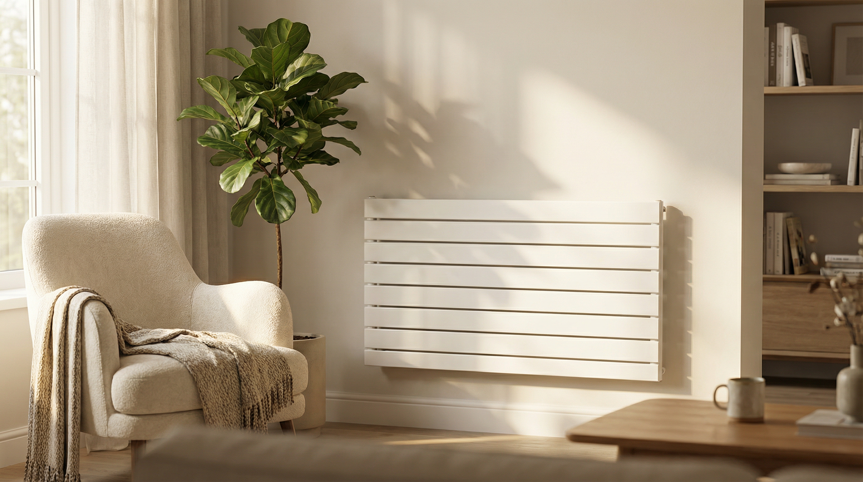 Modern radiator in a cozy home